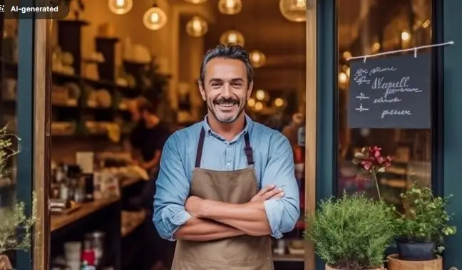 Restaurant owner using digital QR menu on tablet