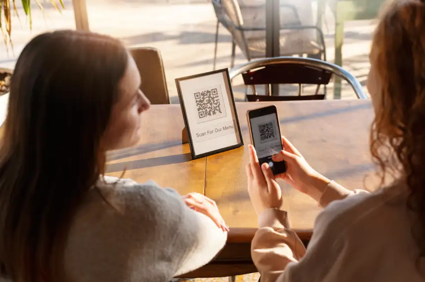 Wi-Fi access QR code sticker for restaurant, hotel lobbies, etc.